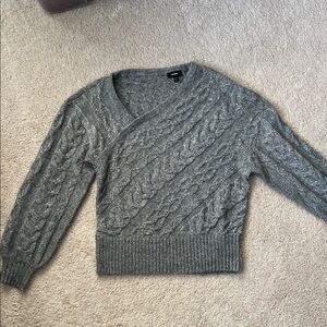Express gray cable knit asymmetrical sweater XS